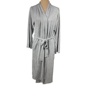 Natori Women’s Tie Front Cardigan Robe Style Long Sleeve Gray Heather Size M